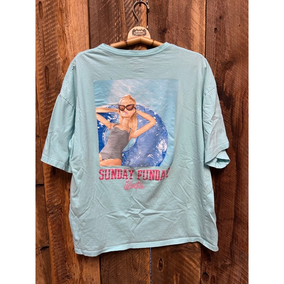 Barbie Sunday Funday‎ Aqua T Shirt Women's Large Mattel 2023 Graphic Tee - Picture 2 of 6